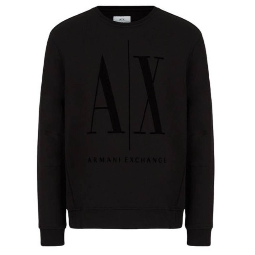 Black Armani Exchange Velvet Logo Crewneck Sweatshirt